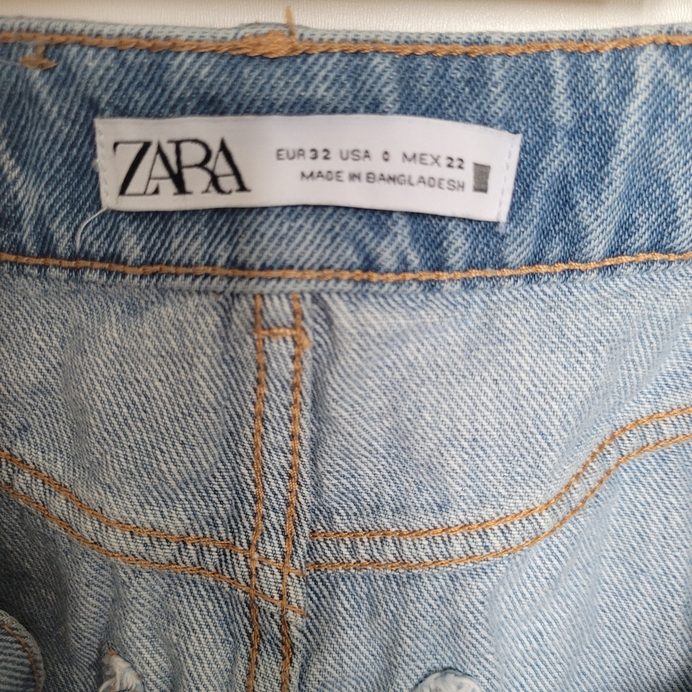 Zara Denim Shorts US 0 100% Cotton - Picture 3 of 5